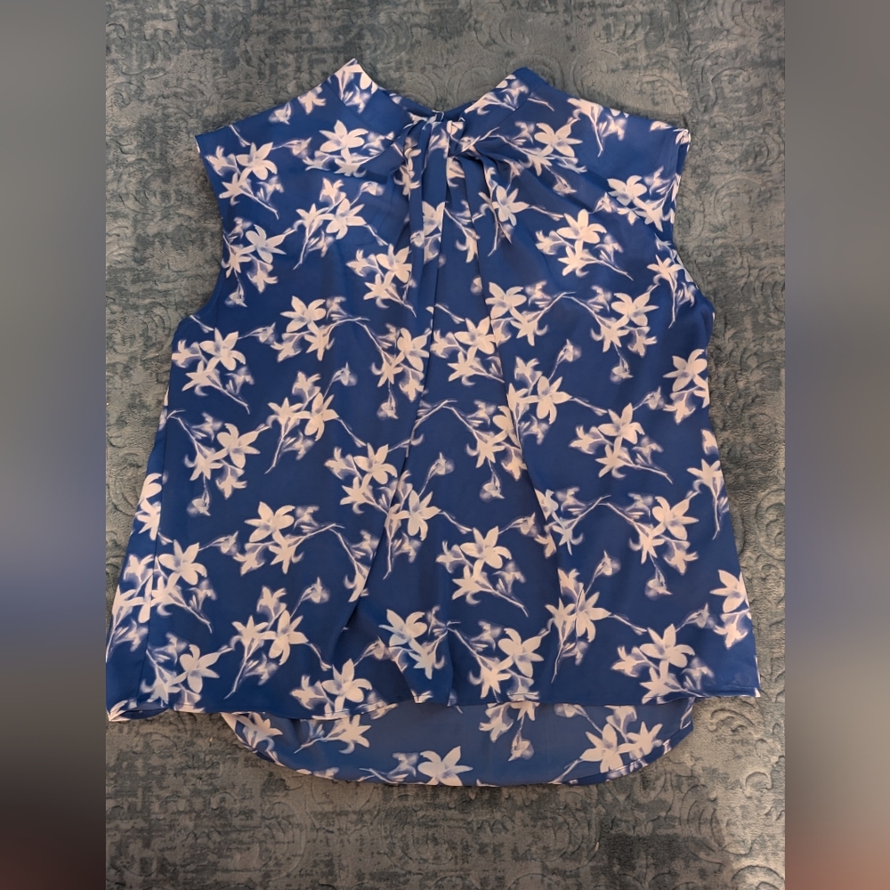 Calvin Klein Blue Floral Blouse Size XL